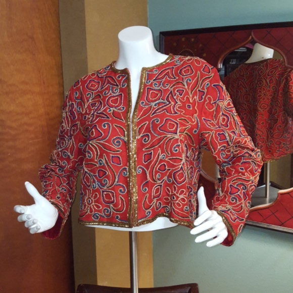 tan chho Jackets & Blazers - Vintage silk beaded brocade Jacket